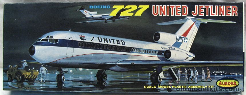 Aurora 1/96 Boeing 727-22 United Jetliner, 353-249 plastic model kit